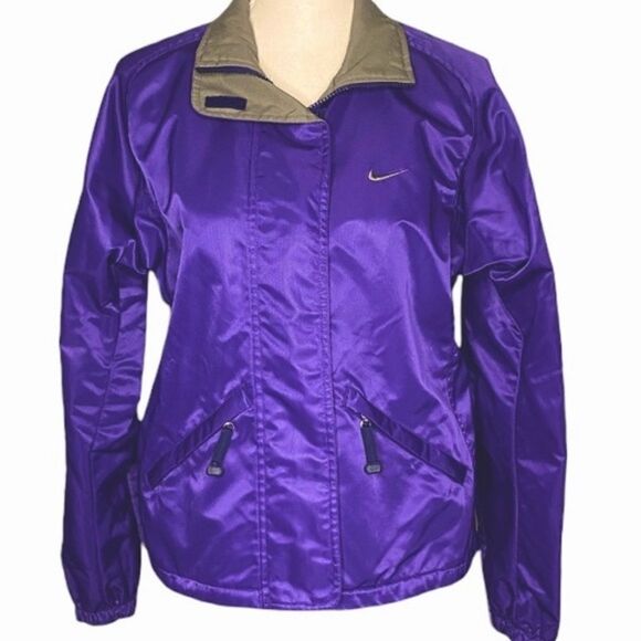 Nike Wm’s Sz Sm 4-6 Purple Nylon Full Zip Windbreaker Jacket - Picture 1 of 6